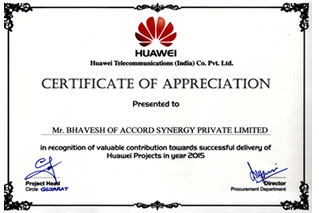 APPRECIATION AWARD 2015 FROM HUAWEI